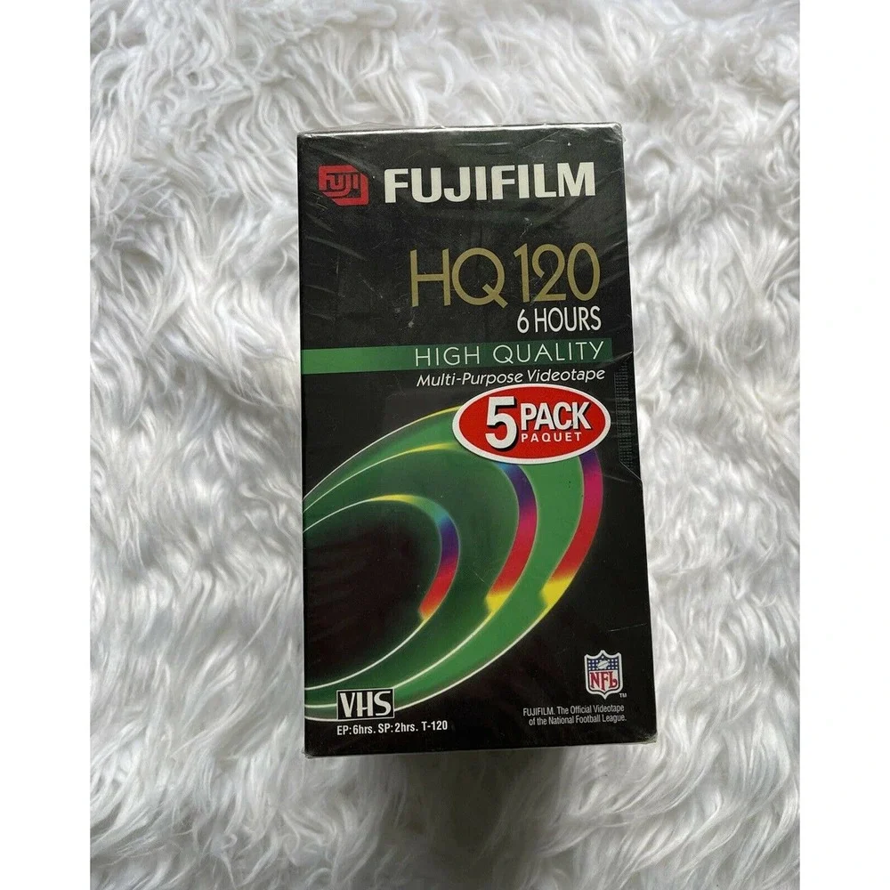 Fuji VHS High Quality HQ 120 6 Hours Blank Video Cassette Tapes 5 PACK SEALED